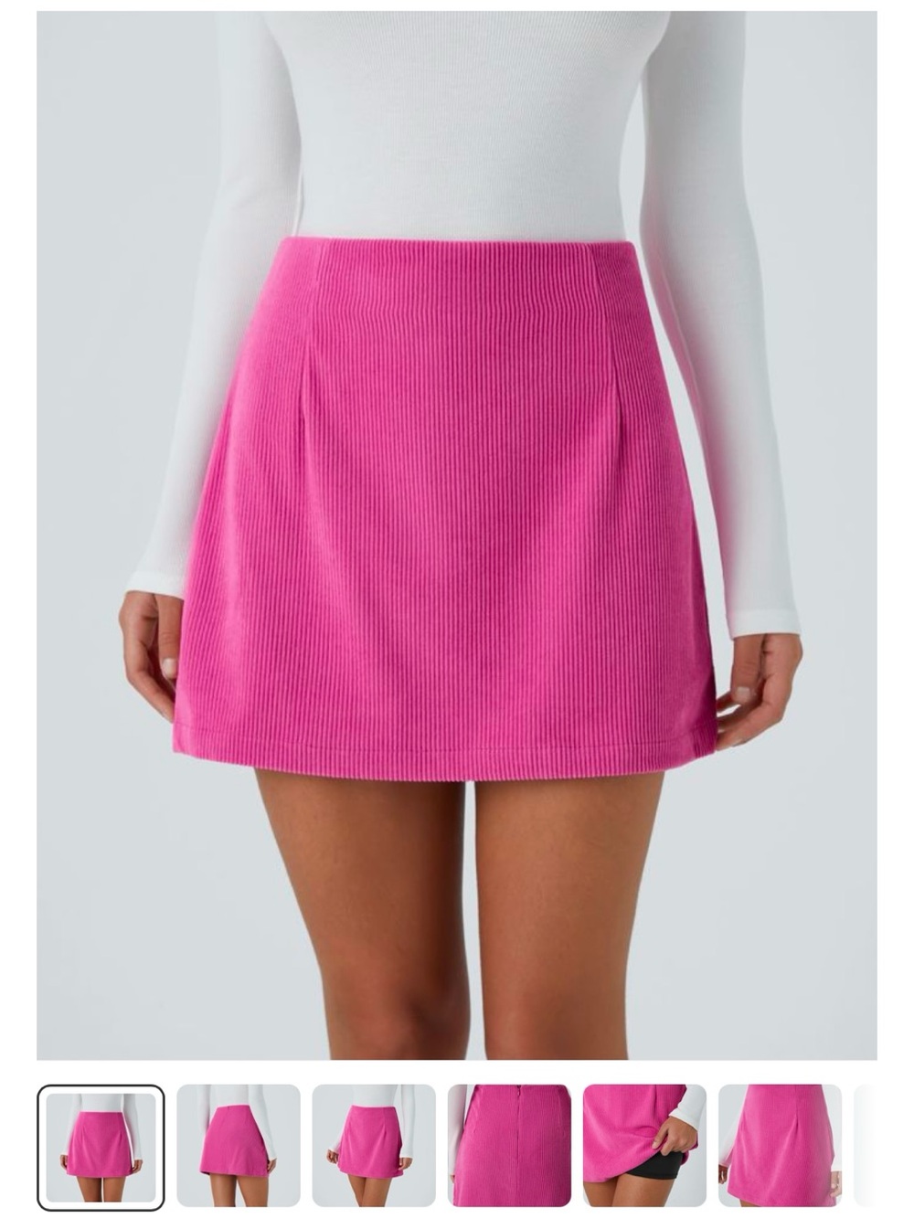 NWT Halara AuraCord 2-in-1 Mini Corduroy A-Line Skirt with Built-in Shorts